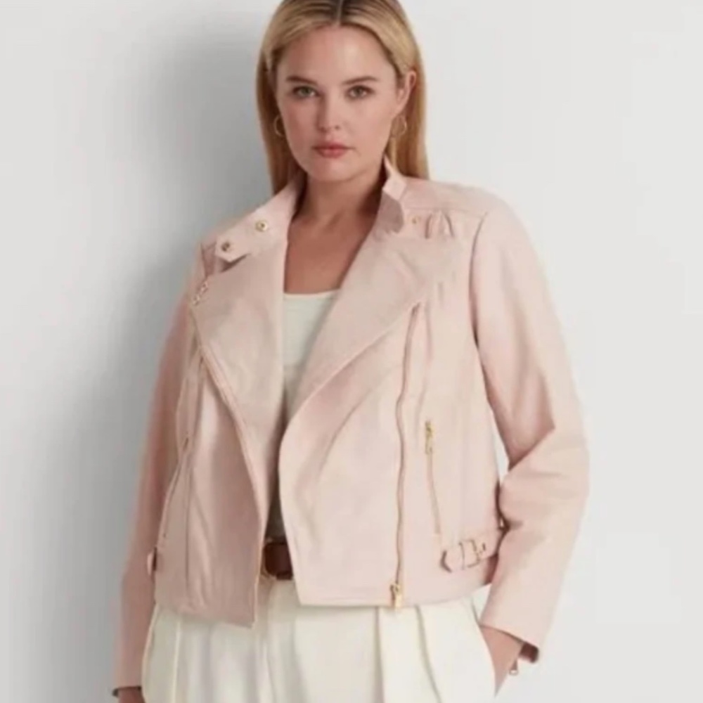 Ralph Lauren Pink Leather Jacket NWT